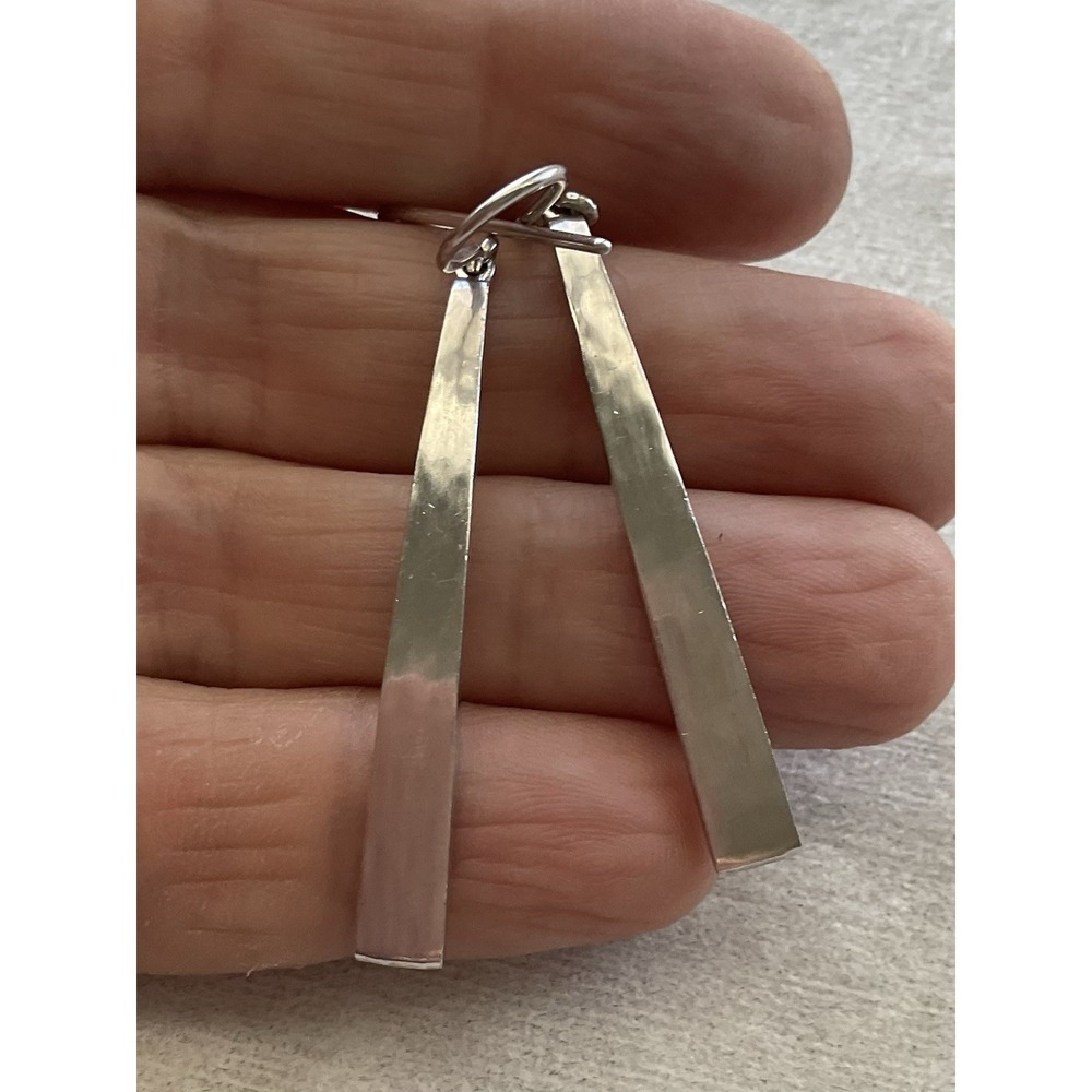 Vintage Stamped 925 tapered sterling silver dangle earring Geometric Estate Jewe